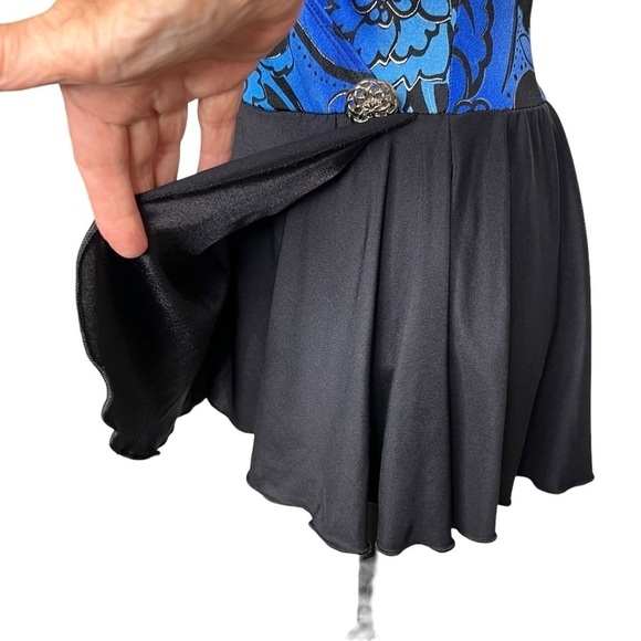 Inches Away Black Blue Print One Piece Swimsuit Swim Dress Size 12 Slimming - Picture 4 of 15